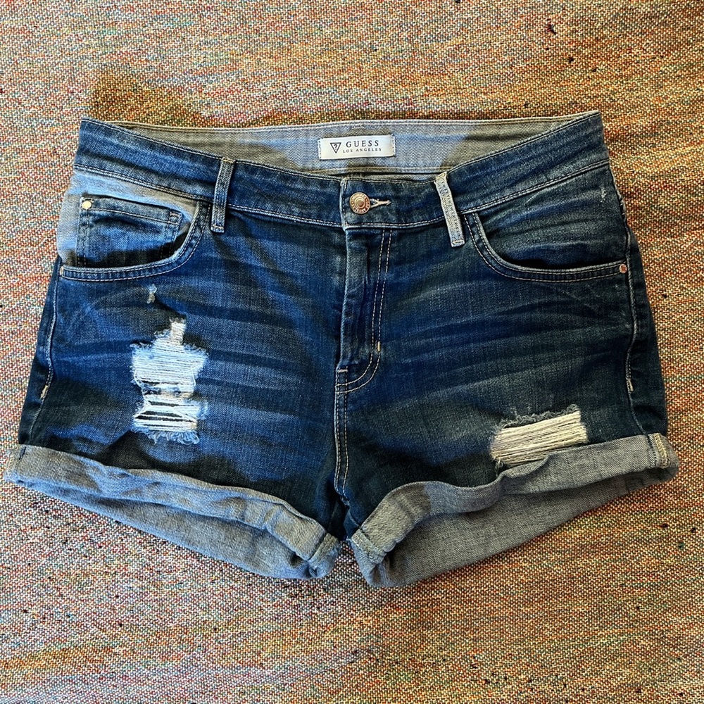Contrast Mid-rise Guess Denim Shorts